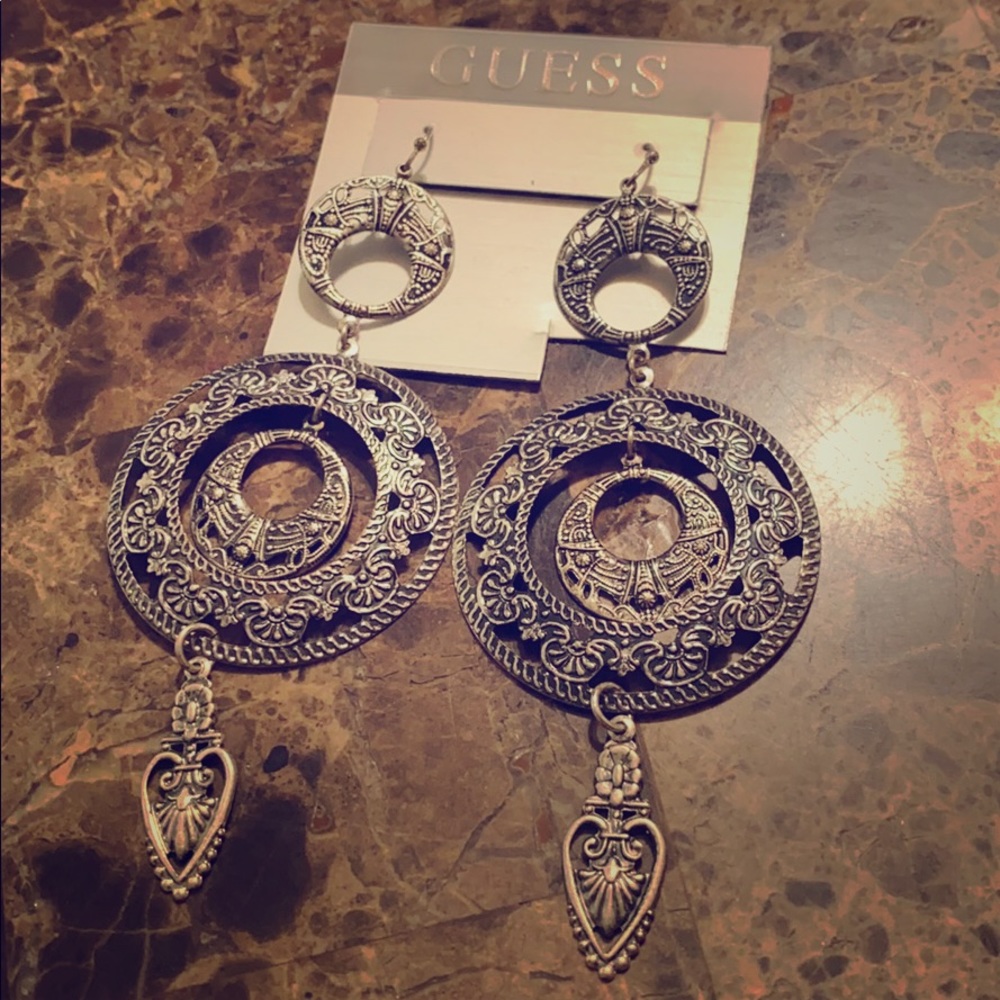 Guess Silver Circle Earrings